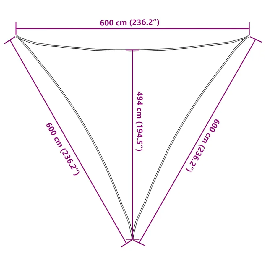 Voile d'ombrage 160 g/m² triangulaire bleu 6x6x6 m PEHD - 10