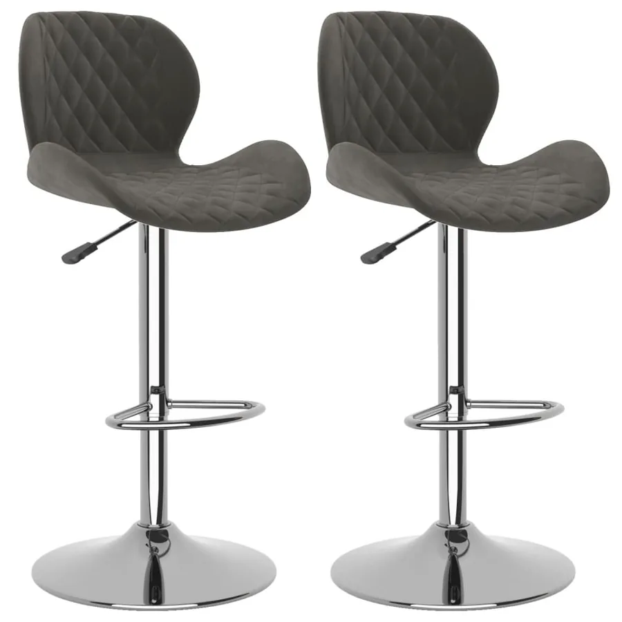 Tabourets de bar lot de 2 gris foncé velours - 2