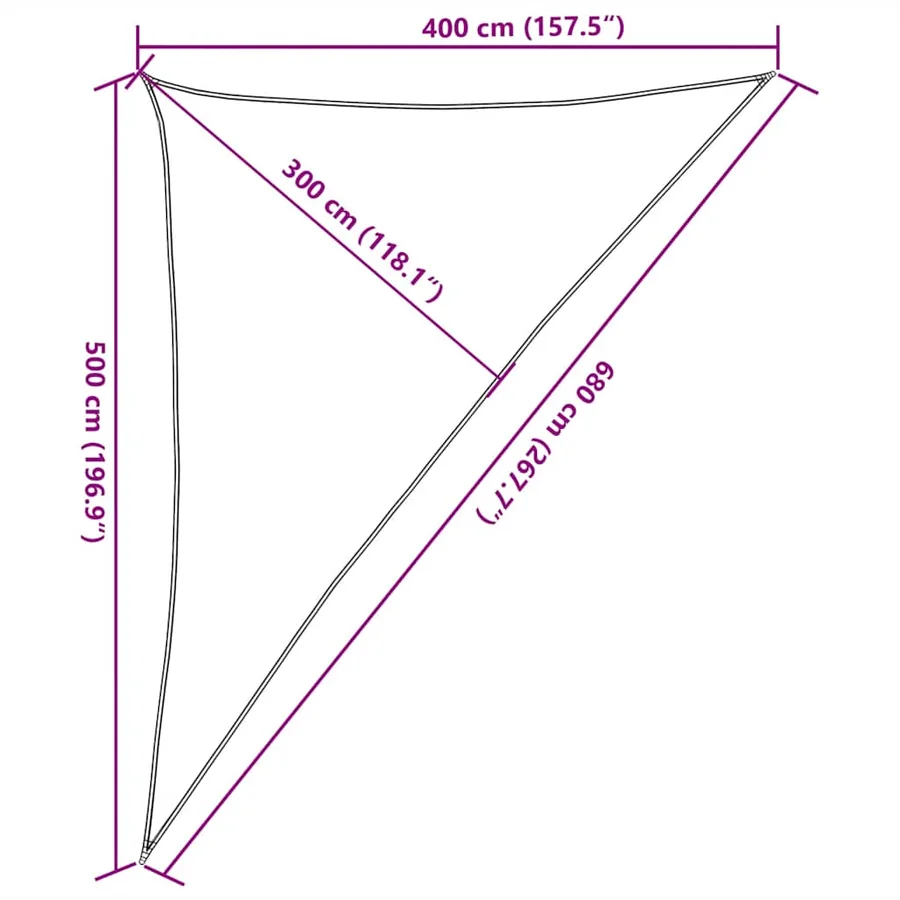 Voile d'ombrage 160 g/m² triangulaire jaune 4x5x6,8 m PEHD - 10