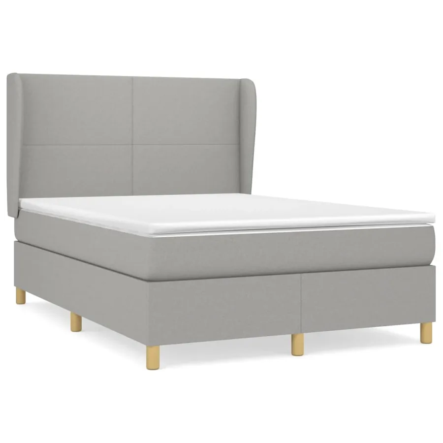 Sommier à lattes de lit avec matelas Gris clair 140x190cm Tissu - 2