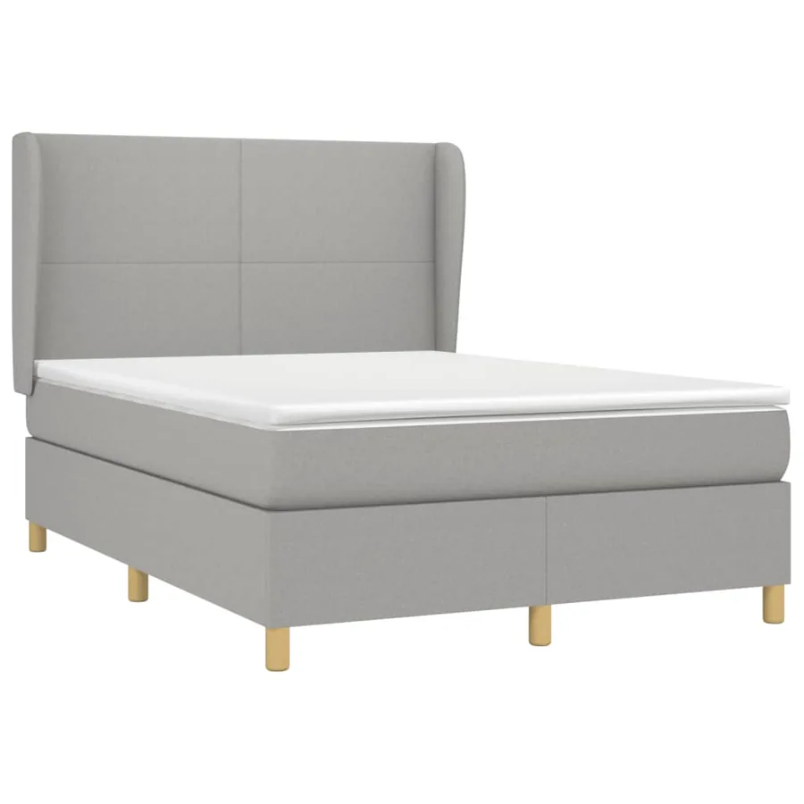 Sommier à lattes de lit avec matelas Gris clair 140x190cm Tissu - 3