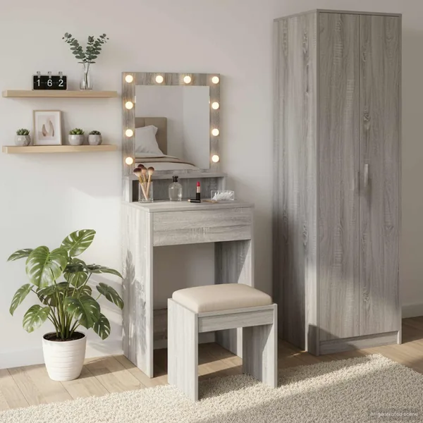 Table de Toilette avec étagère Gris Sonoma 50 x 41 x 135 cm