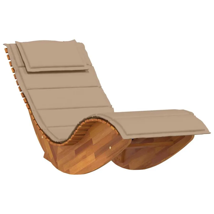 Chaise longue à bascule avec coussin en bois d'acacia massif - 2