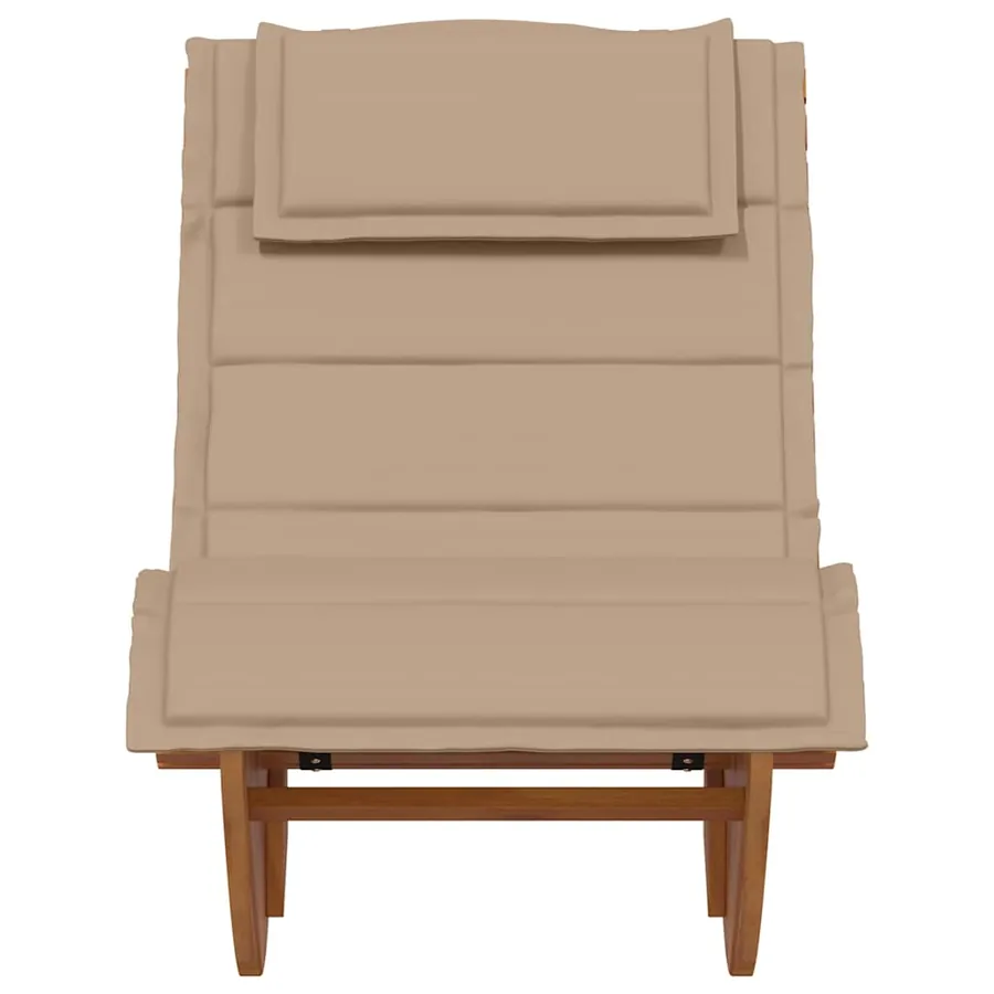 Chaise longue à bascule avec coussin en bois d'acacia massif - 4
