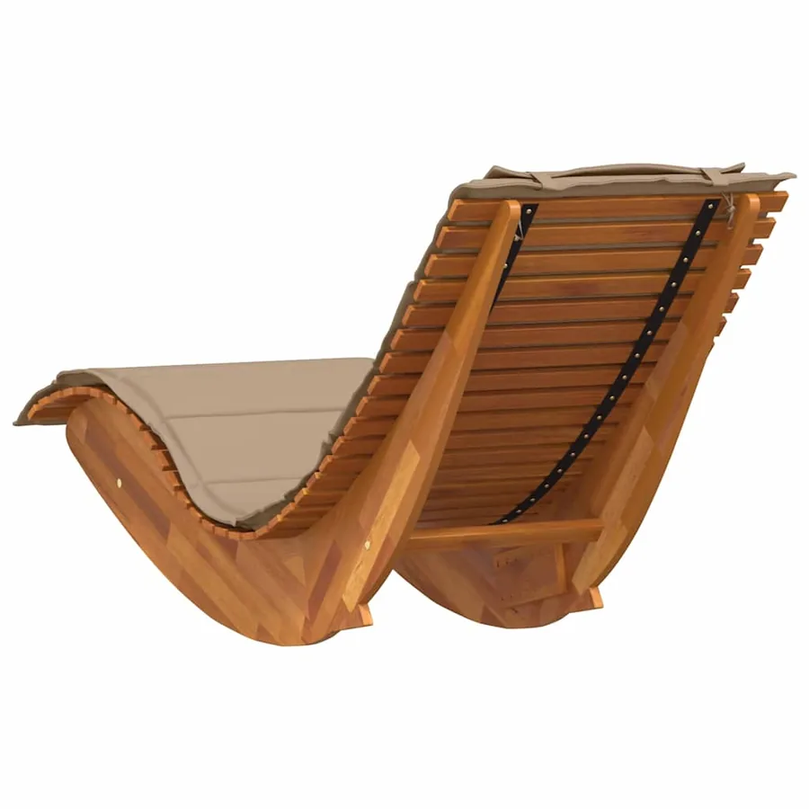 Chaise longue à bascule avec coussin en bois d'acacia massif - 5
