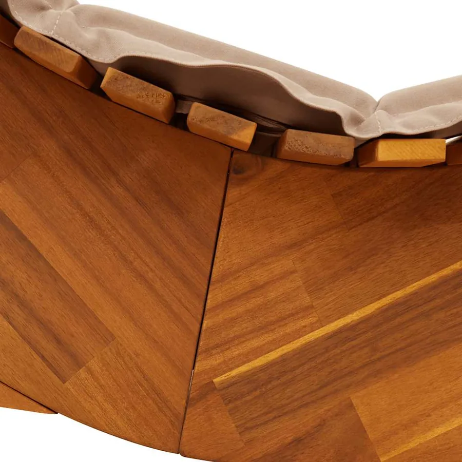 Chaise longue à bascule avec coussin en bois d'acacia massif - 7