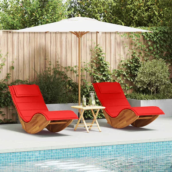 Transat avec coussin 2 pcs Marron Bois d'Acacia Massif