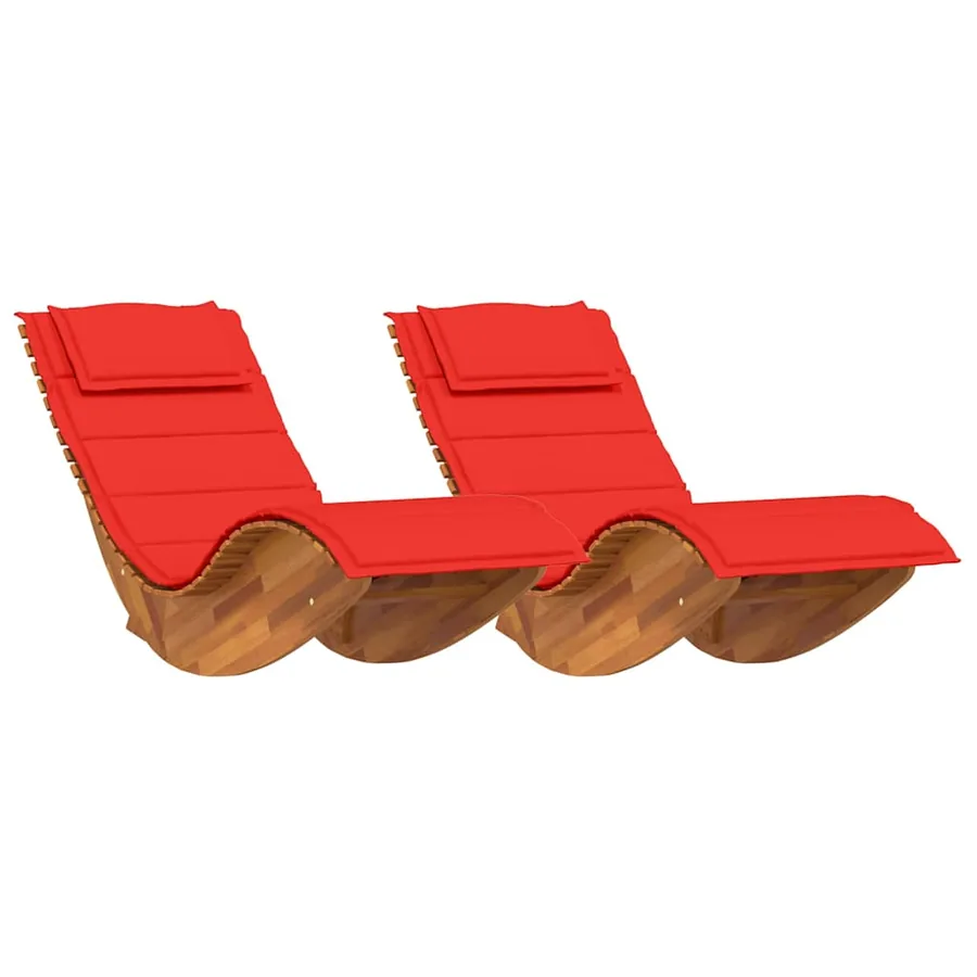 Transat avec coussin 2 pcs Marron Bois d'Acacia Massif - 2