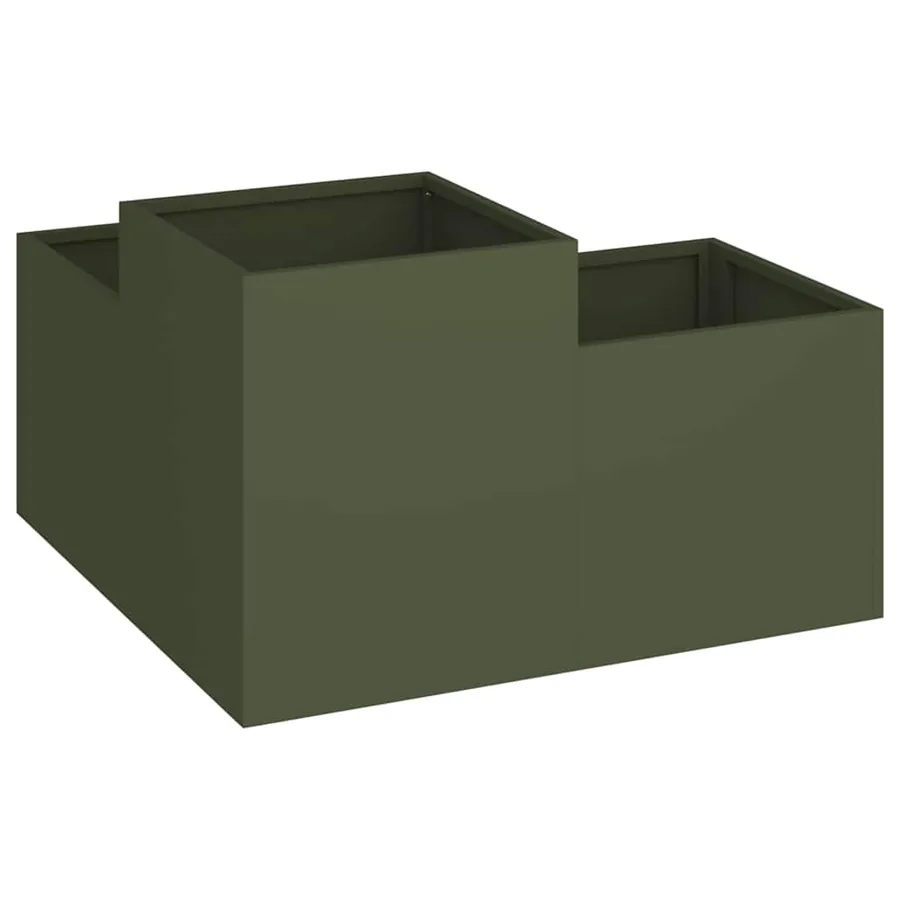 Cache-pot de jardin Vert olive 100 x 100 x 48 cm Acier - 5