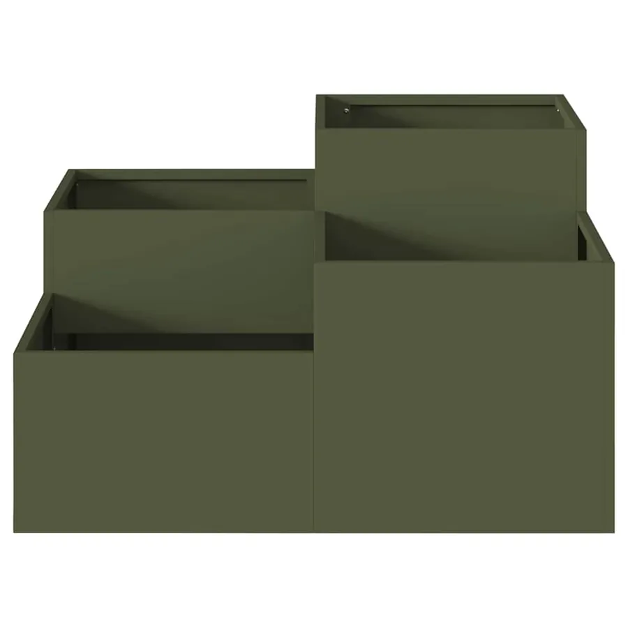 Cache-pot de jardin Vert olive 100 x 100 x 48 cm Acier - 6