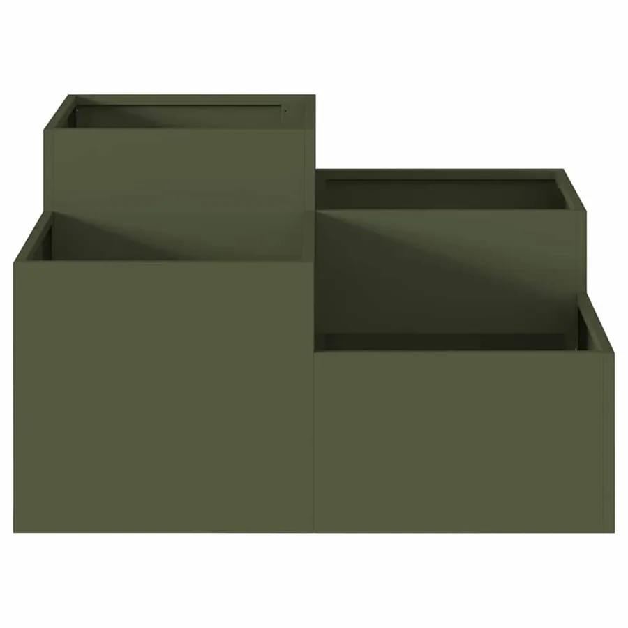 Cache-pot de jardin Vert olive 100 x 100 x 48 cm Acier - 7