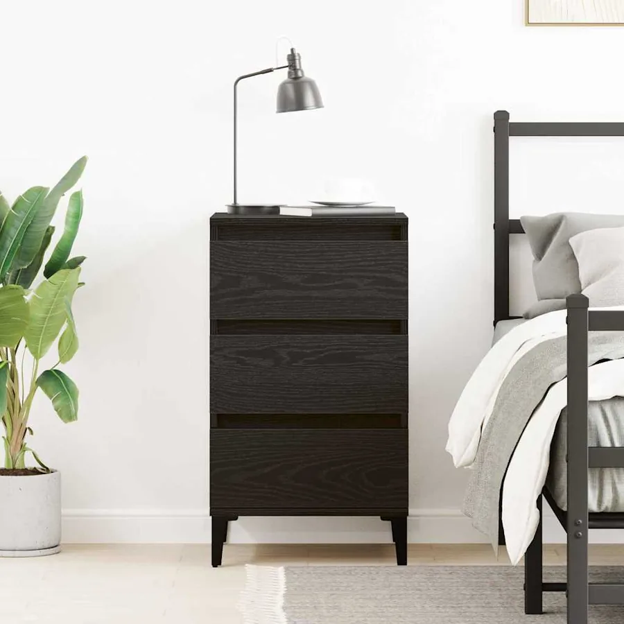 Cabinet de chevet Chêne noir 45 x 35 x 44 cm Bois d'ingénierie - 4
