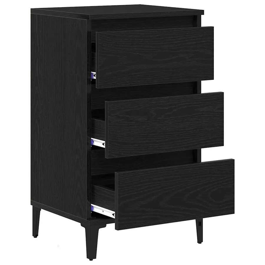 Cabinet de chevet Chêne noir 45 x 35 x 44 cm Bois d'ingénierie - 5