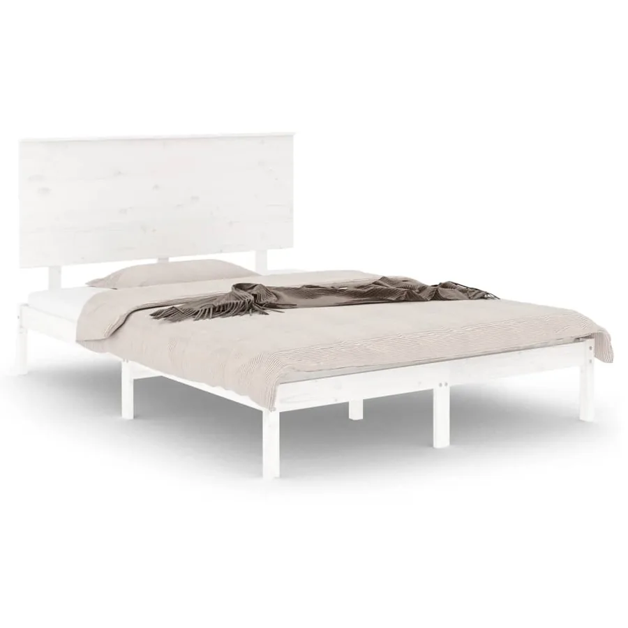 Cadre de lit sans matelas blanc 120x190 cm bois massif - 2