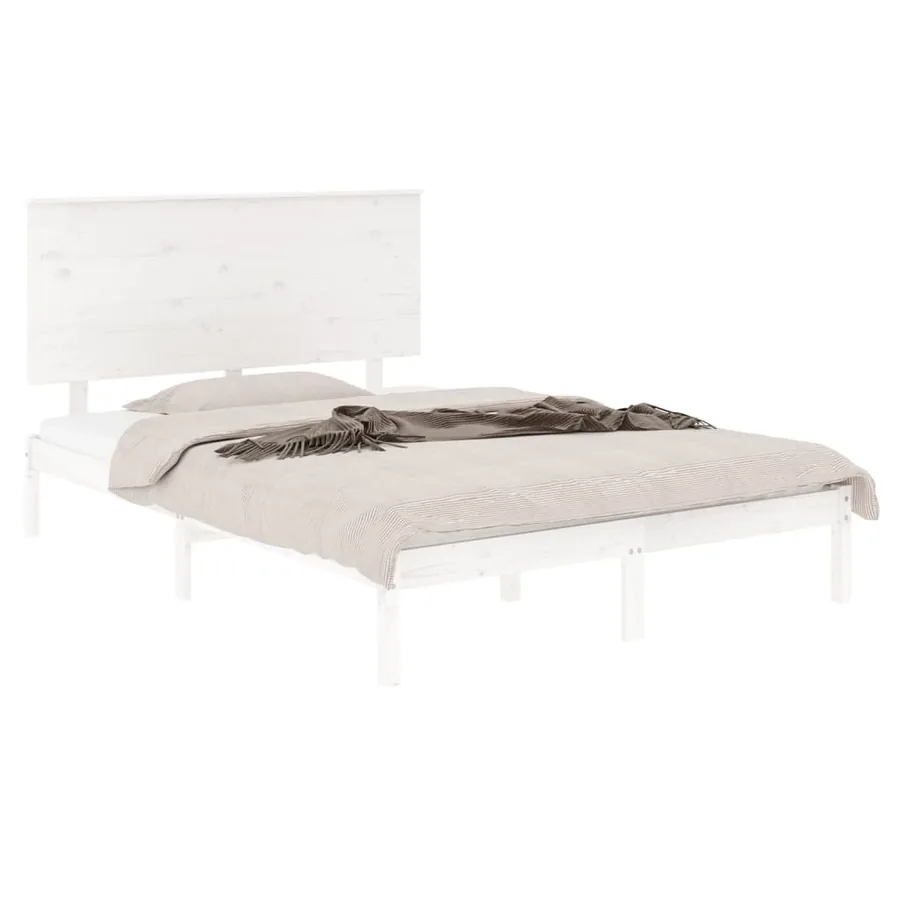 Cadre de lit sans matelas blanc 120x190 cm bois massif - 3