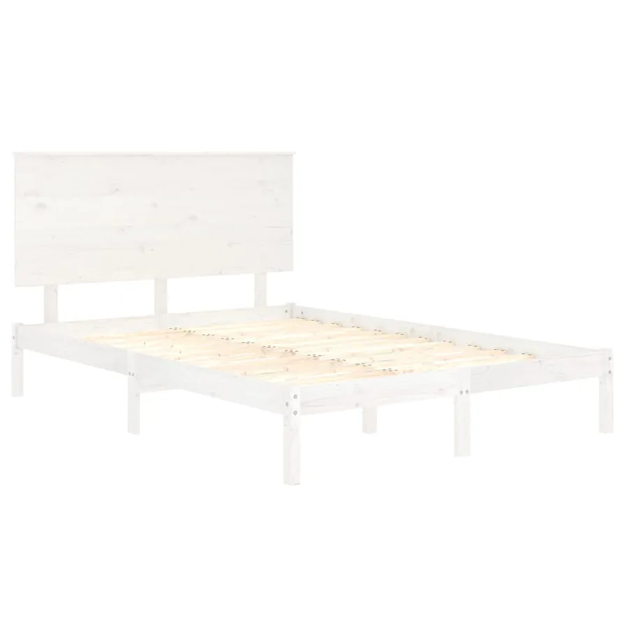 Cadre de lit sans matelas blanc 120x190 cm bois massif - 4