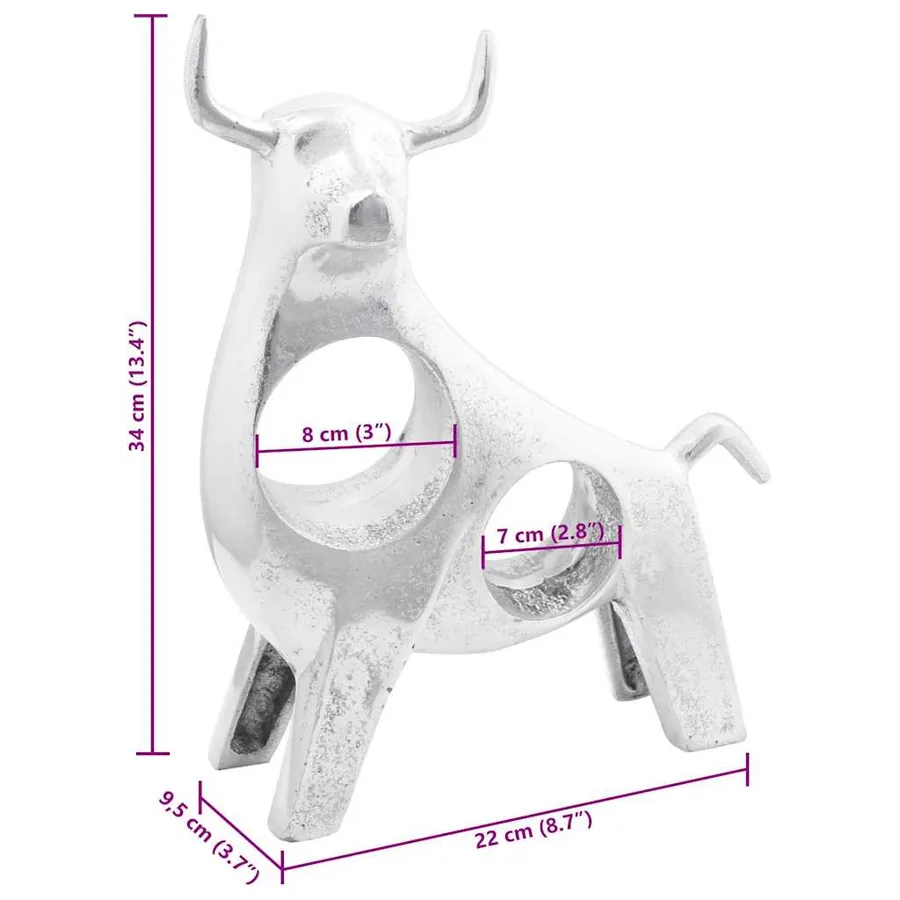 Sculpture de taureau Argenté 22 x 9,5 x 34 cm Aluminium - 9