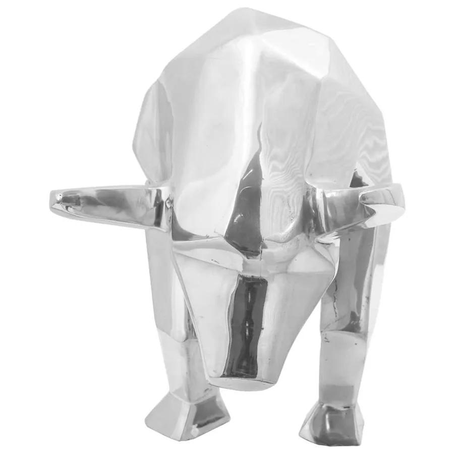 Sculpture de taureau Argenté 74 x 23 x 30 cm Aluminium - 3