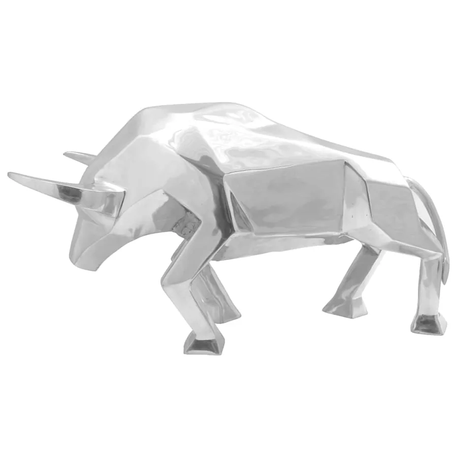 Sculpture de taureau Argenté 74 x 23 x 30 cm Aluminium - 4