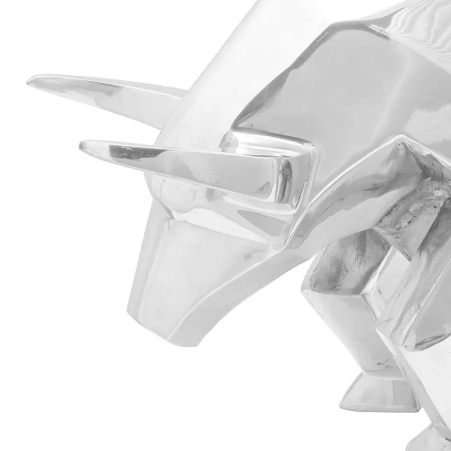 Sculpture de taureau Argenté 74 x 23 x 30 cm Aluminium - 5