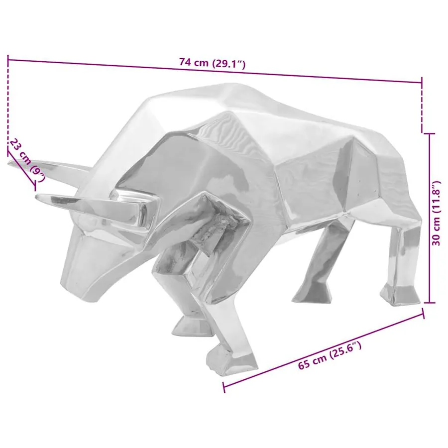 Sculpture de taureau Argenté 74 x 23 x 30 cm Aluminium - 8