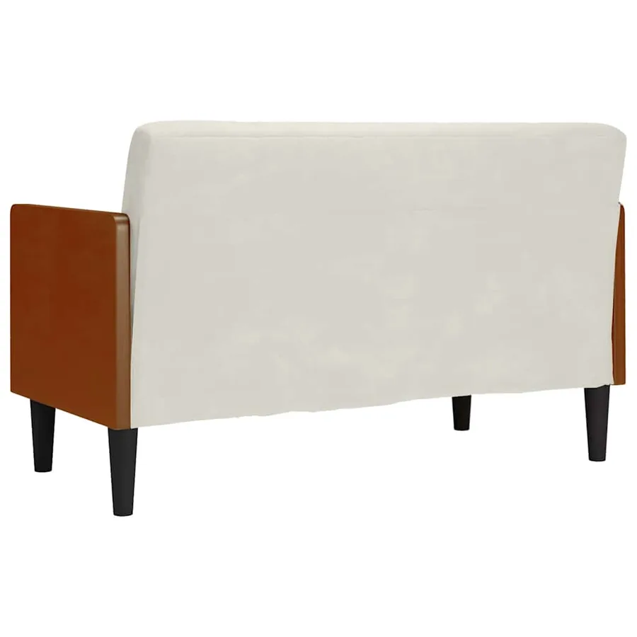 Canapé deux places avec coussins cylindriques couleur crème 110 cm velours - 5