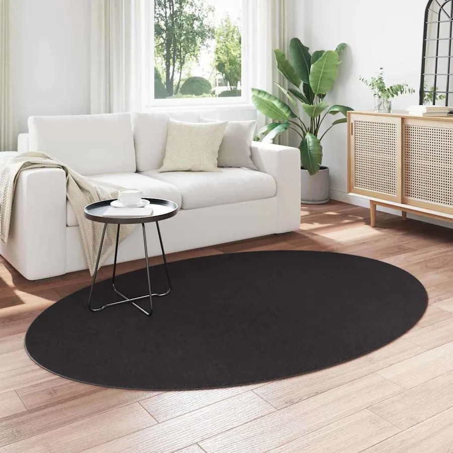 Tapis de surface ovale HUARTE Noir 140 x 200 cm 100% Polyester - 3