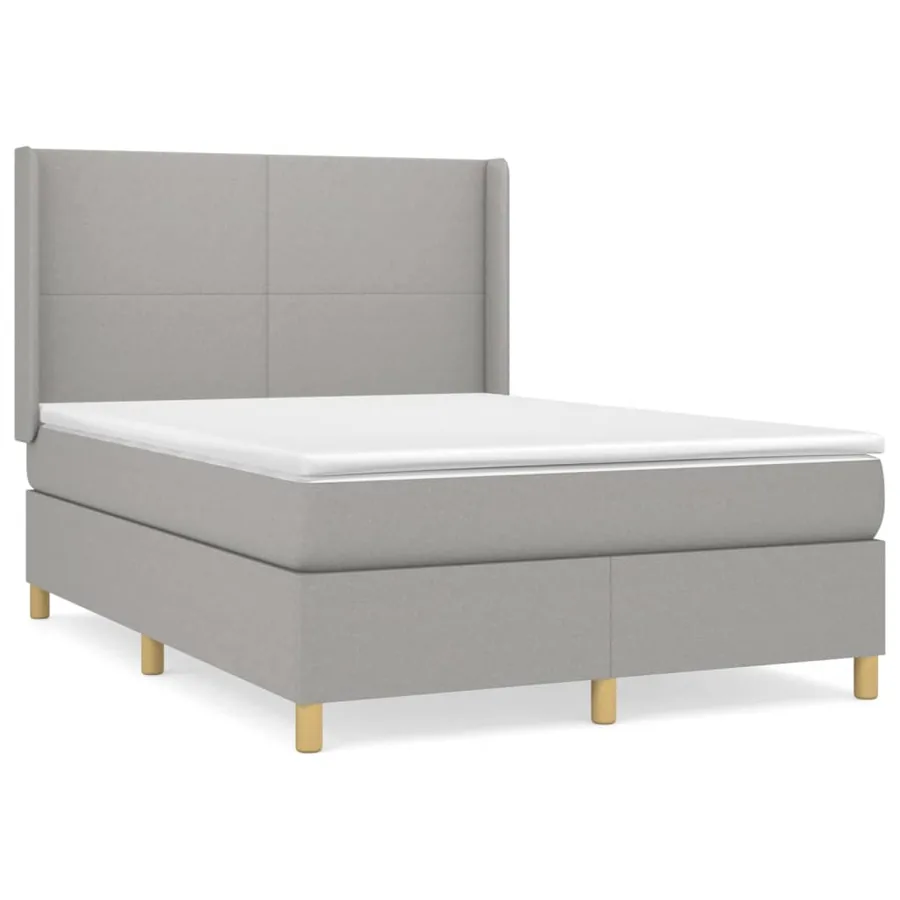 Sommier à lattes de lit avec matelas Gris clair 140x190cm Tissu - 2