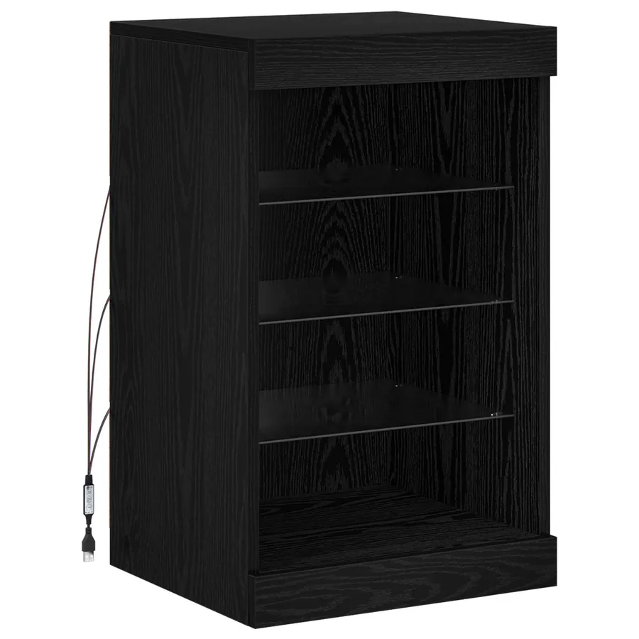 Buffet LED Chêne noir 41 x 37 x 67 cm Bois d'ingénierie - 2