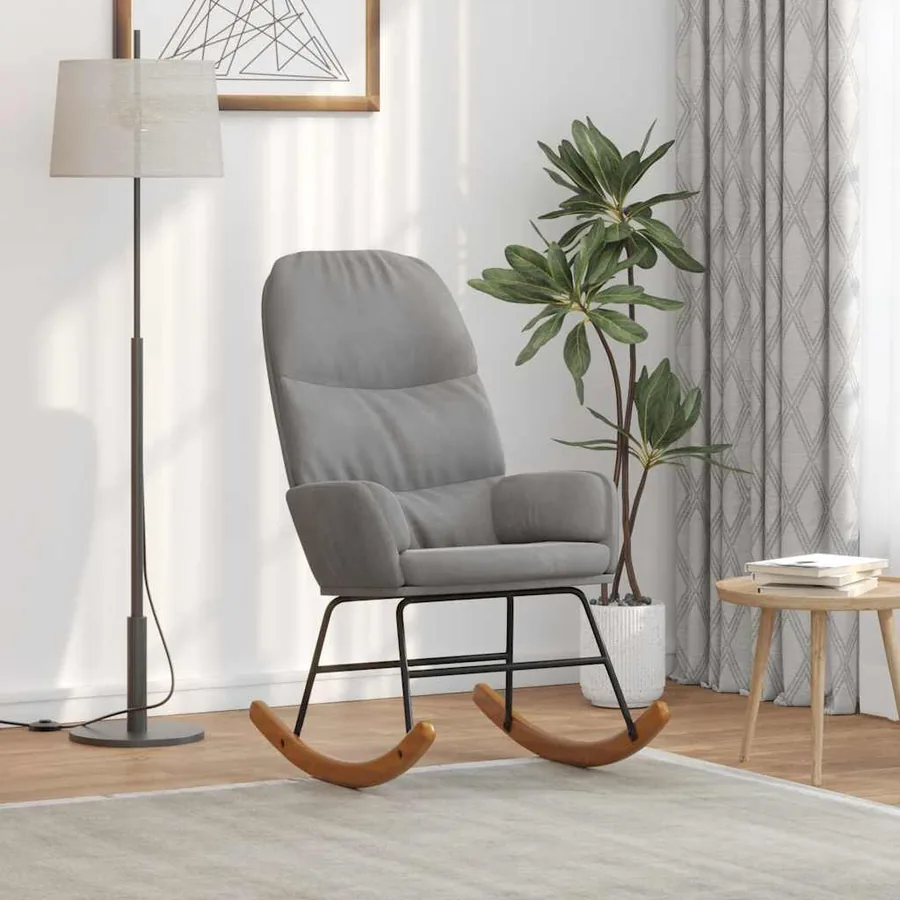 Fauteuil à bascule velours gris clair