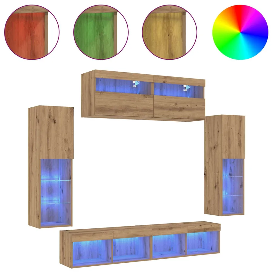 Ensemble meuble TV 6 pcs chêne artisanal Bois d'ingénierie - 4