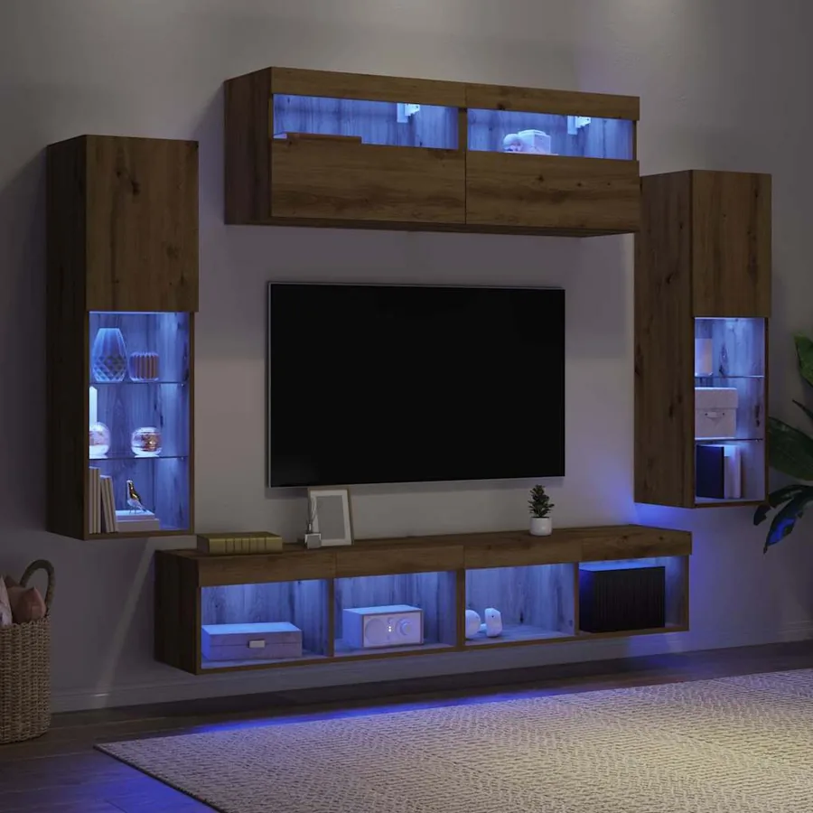 Ensemble meuble TV 6 pcs chêne artisanal Bois d'ingénierie - 6
