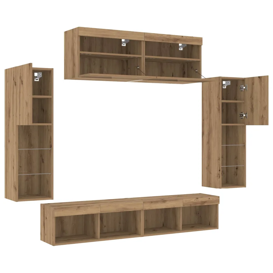 Ensemble meuble TV 6 pcs chêne artisanal Bois d'ingénierie - 8