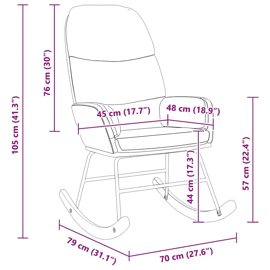 Fauteuil à bascule velours vert foncé - 8