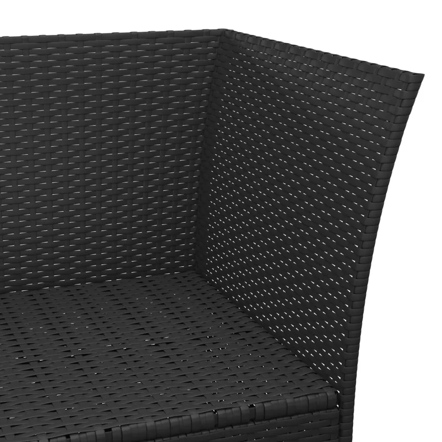 Salon de jardin 4 pcs avec coussins Noir Résine tressée - 10