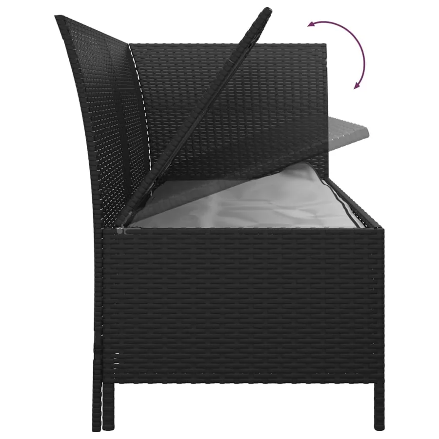 Salon de jardin 4 pcs avec coussins Noir Résine tressée - 9
