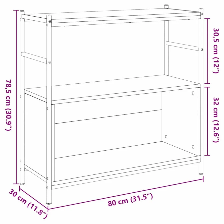 Étagère Chêne noir 80 x 30 x 78.5 cm Bois d'ingénierie - 8