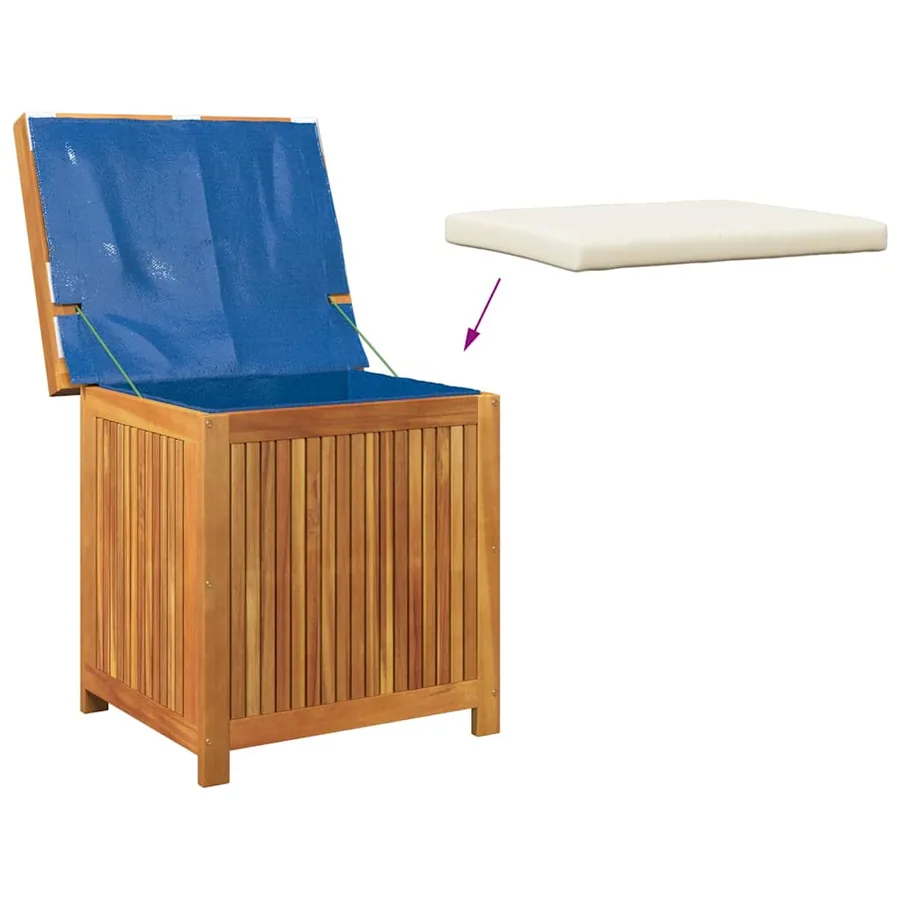 Boîte à coussins d'extérieur 60x50x61 cm bois massif d'acacia - 8