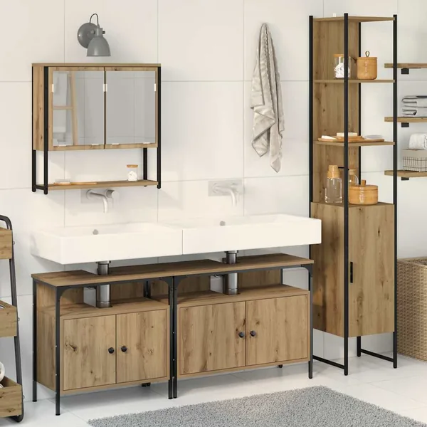 Ensemble de mobilier de salle de bain 4 pc Chêne artisanal