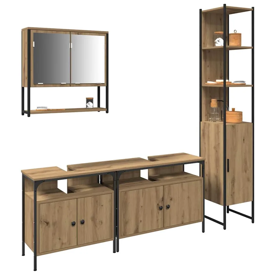 Ensemble de mobilier de salle de bain 4 pc Chêne artisanal - 3