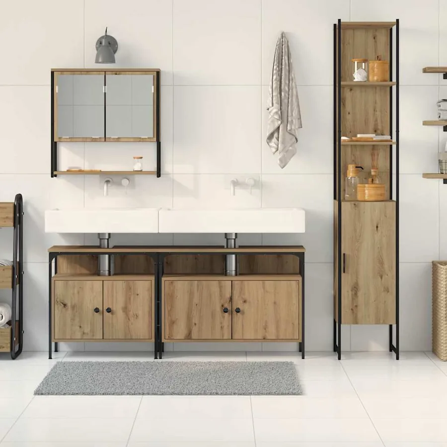 Ensemble de mobilier de salle de bain 4 pc Chêne artisanal - 4