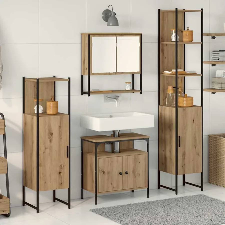 Ensemble de mobilier de salle de bain 4 pc Chêne artisanal