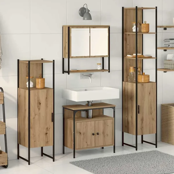 Ensemble de mobilier de salle de bain 4 pc Chêne artisanal
