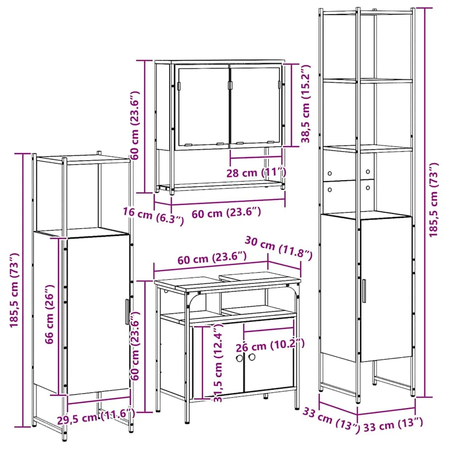 Ensemble de mobilier de salle de bain 4 pc Chêne artisanal - 17