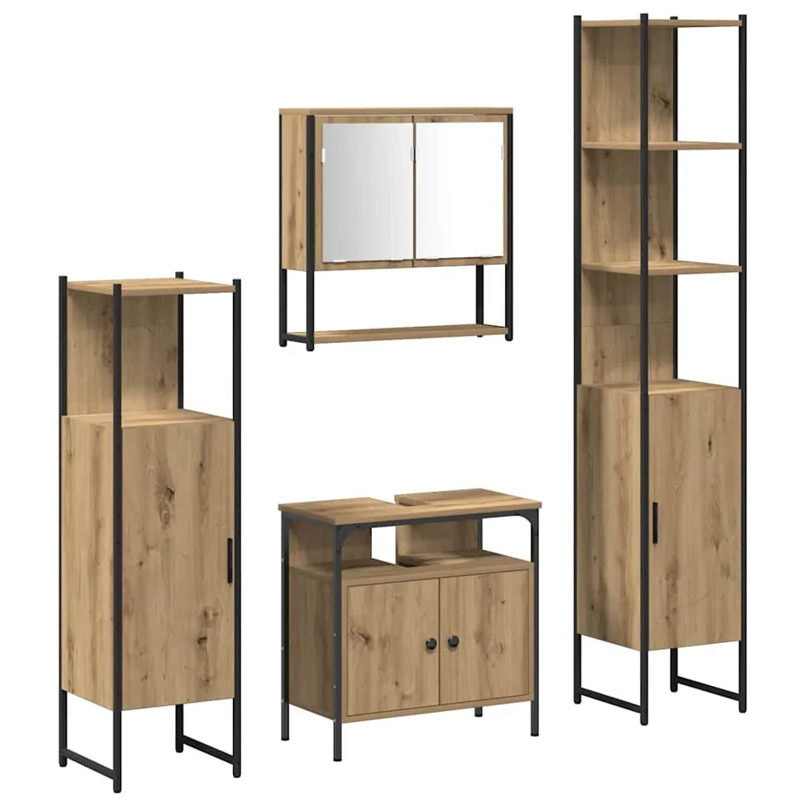Ensemble de mobilier de salle de bain 4 pc Chêne artisanal - 2