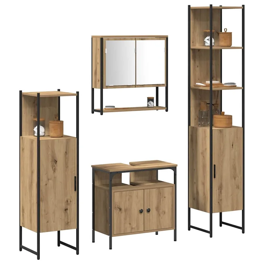 Ensemble de mobilier de salle de bain 4 pc Chêne artisanal - 3