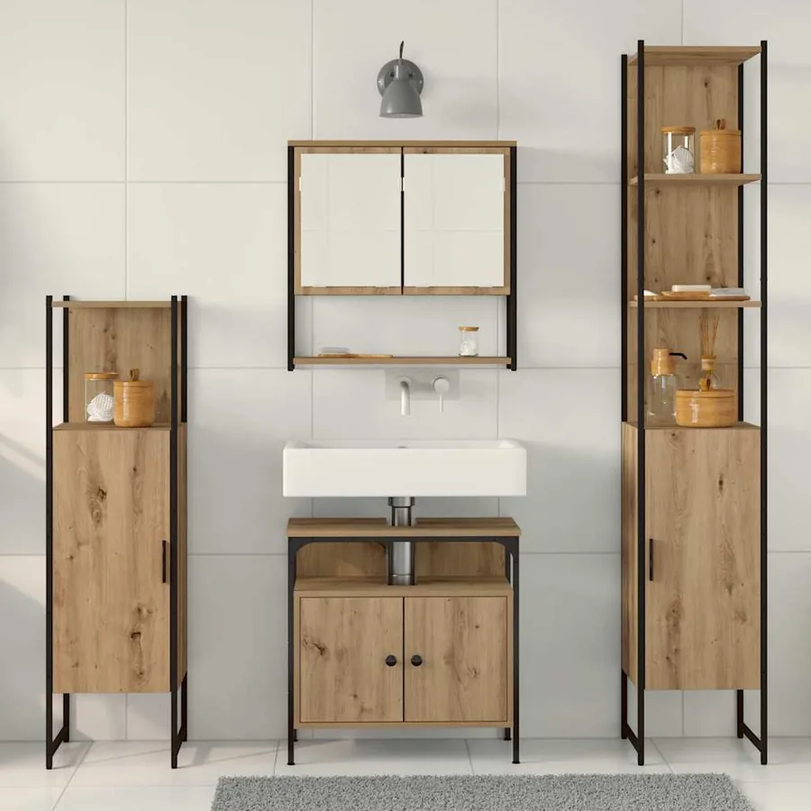 Ensemble de mobilier de salle de bain 4 pc Chêne artisanal - 4