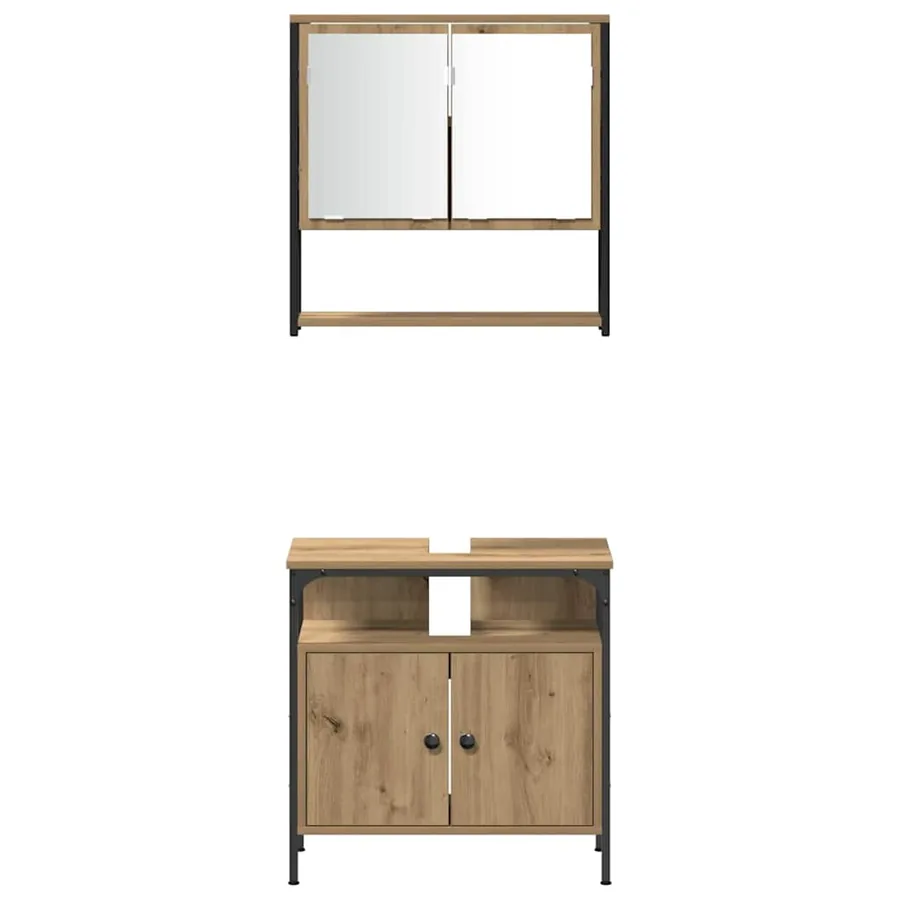 Ensemble de mobilier de salle de bain 4 pc Chêne artisanal - 9