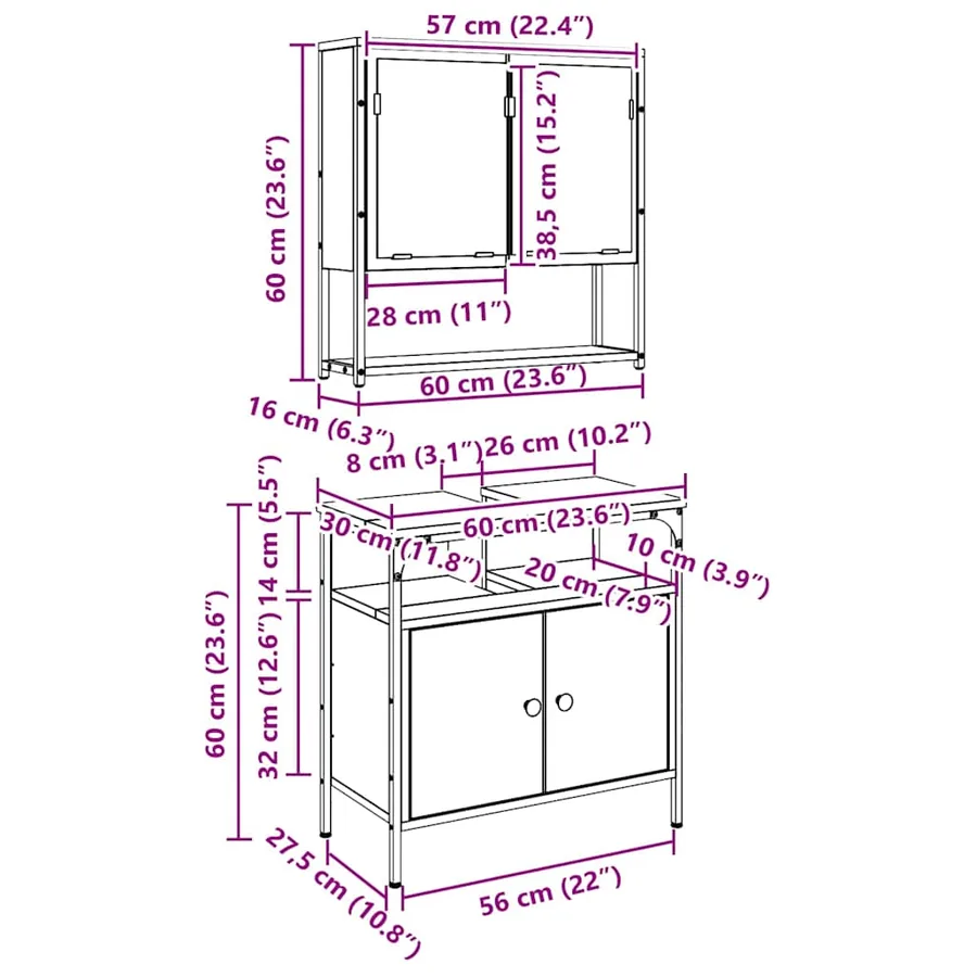 Ensemble de mobilier de salle de bain 2 pc Marron - 14