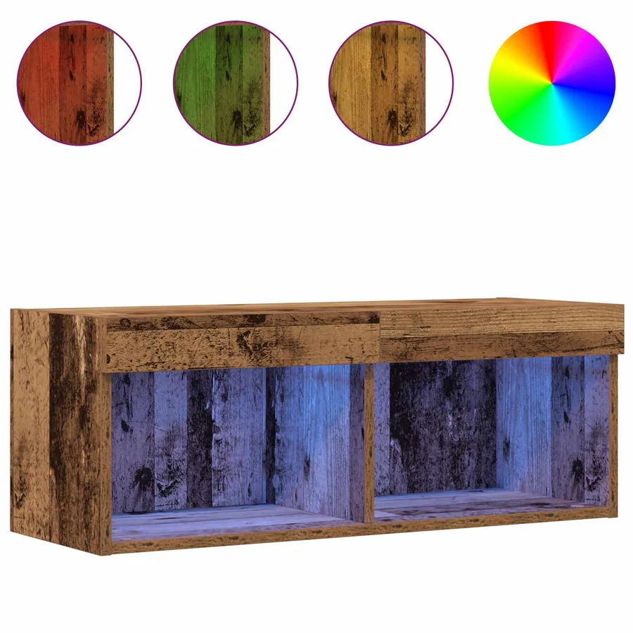 Ensemble meuble TV avec LED Bois ancien 80 x 30 x 30 cm - 4